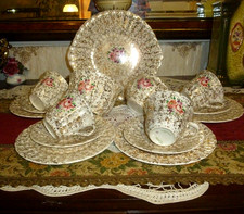 Vintage Colclough Bone China CHINTZ TEA SET& Sandwich Plates  15 PIECES 50's