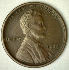 1914 S Lincoln Wheat Cent Coin VF 1c US Penny Very Fine Circulated