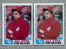 (2) 1982 Topps TOM SEAVER All Star "Tied Spelling" Error & Corrected Cards #346
