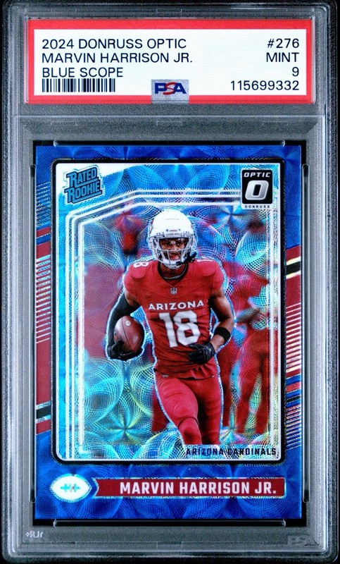 Marvin Harrison Jr. 2024 Panini Donruss #393 Optic Blue Scope PSA 9
