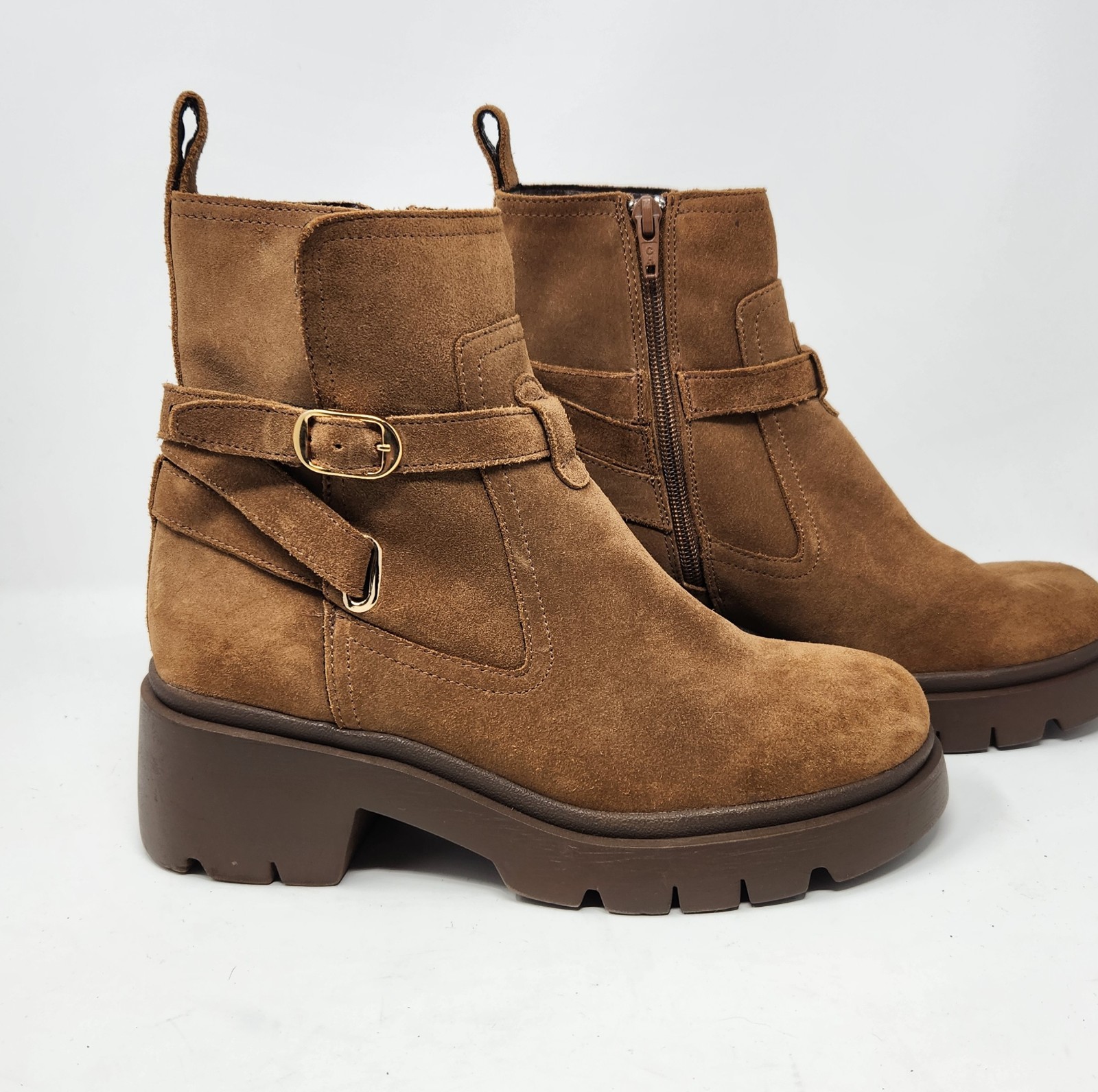 SAOLA Steve Madden stivali da donna Coletta suola a strappo in camoscio marrone taglia 8