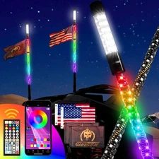 2PCS 3FT LED Whip Spiral Chasing RGB Whip Lights w/strobe For Can Am Polaris RZR
