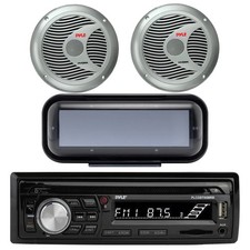 Bluetooth Marine Radio MP3/USB CD  Cover, 2x 6.5" Waterproof Silver Speakers