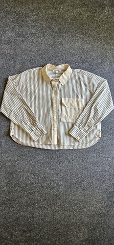 Camisa corta a rayas Madewell con solapa y bolsillo con botones para mujer talla grande - Imagen 1 de 12