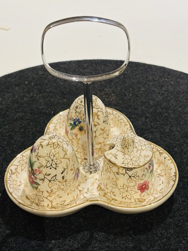 Vintage Cruet Set SaltPepperMustard Pots with Tray Chintz Midwinter Stylecraft - Picture 17 of 18