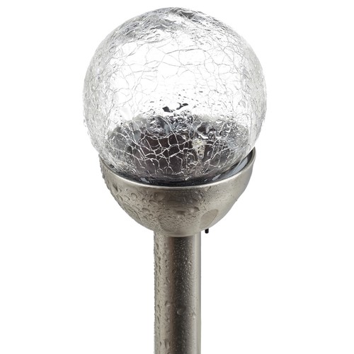Gartenleuchte Glaskugel 2er Set Garten Bruchglas Optik Kugellicht LED Solarlampe - Bild 8 von 9