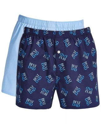 Club Room Men's 2-Pk. Regular-Fit Cotton Themed Best Dad Boxers Blue-Large