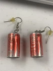 Vintage 80s Coca-Cola Soda Can Dangle Earrings  Retro Red Logo Pop Coke
