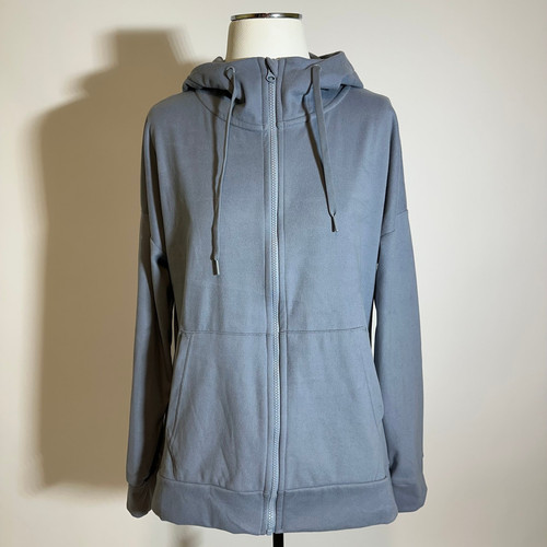 Neu mit Etikett Mondetta grau/blau Reißverschluss Fleecejacke Sweatshirt Kapuze Damengröße Large - Bild 1 von 12