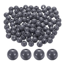 100pcs 16mm Deep Gray Round Wood Beads 3.3mm Large Hole for Jewelry Making