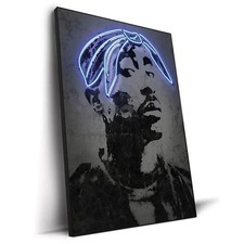 2pac Canvas Print Art Poster Abstract Blue Neon Design Rapper Star Wall Painting