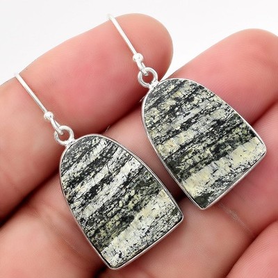 Natürliche Chrysotil 925 Sterling Silber Ohrringe Schmuck E-1001