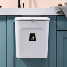 9L W/ Lid Wall Mounted Waste Bin Kitchen Cabinet Door Cupboard Hanging Trash Can