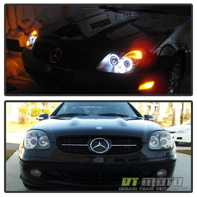 Black 1998-2004 Mercedes-Benz R170 SLK230 SLK320 LED Halo Projector Headlights