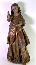 - antike HEILIGENFIGUR - 16./17. Jhd. - Holz geschnitzt, gefasst, bemalt - H62cm