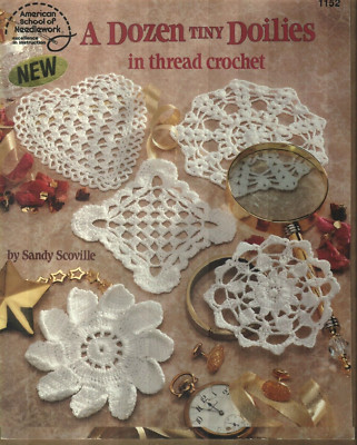 USED A DOZEN TINY DOILIES IN THREAD CROCHET 12 DESIGNS CROCHET PATTERN BOOK