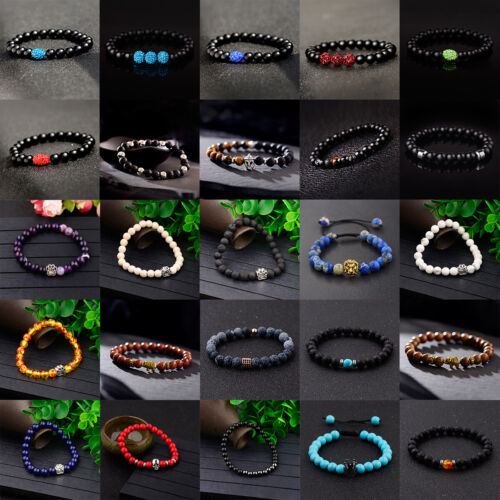 Wholesale Lots 30 Pcs Mixed Stretch Bracelet 8mm Natural Stone Women Men Jewelry - Afbeelding 1 van 29