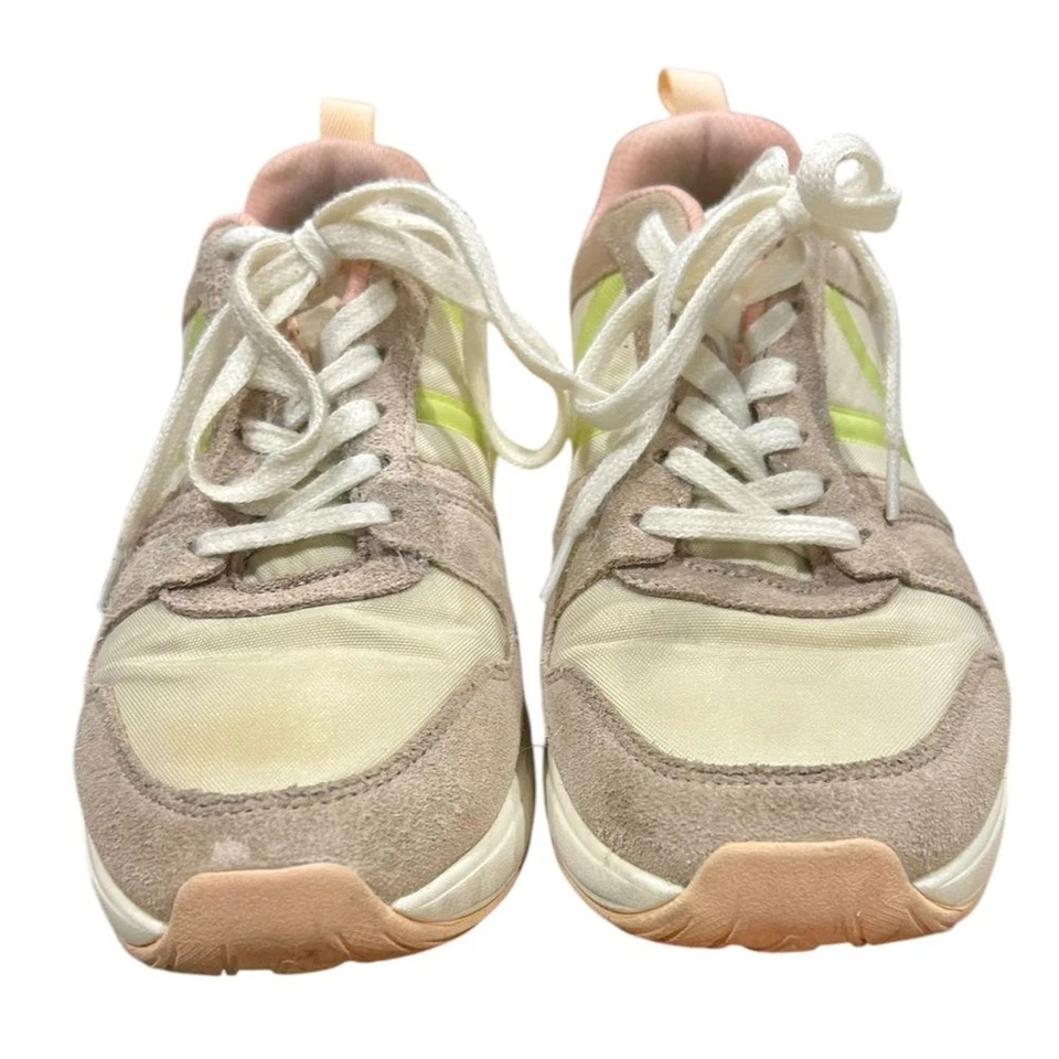 Tênis Vionic Rechelle tamanho 7 feminino camurça marrom e rosa com cadarço Athleisure confortável - Imagem 4 de 4