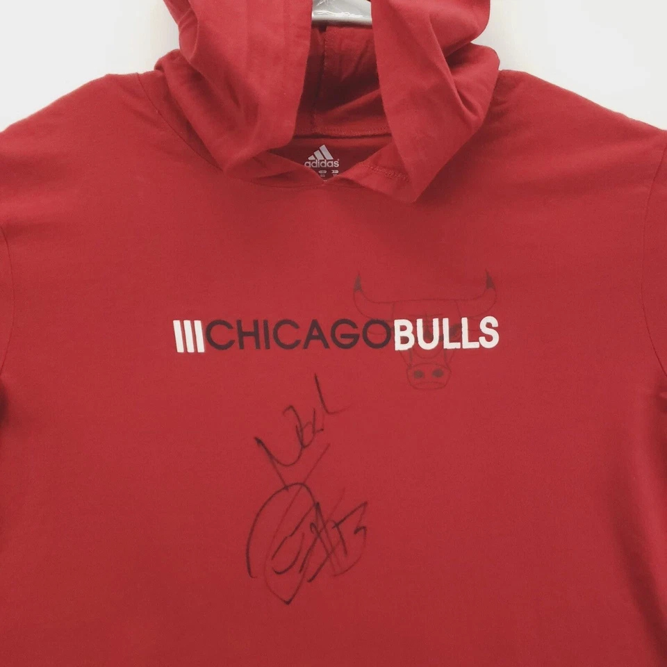 Мужская толстовка с капюшоном с автографом Adidas Chicago Bulls Joakim Noah 13 размер XL красный хлопок - Изображение 3 из 4
