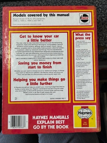 Haynes Manual 763 - Renault 15 & 17 - Picture 2 of 3
