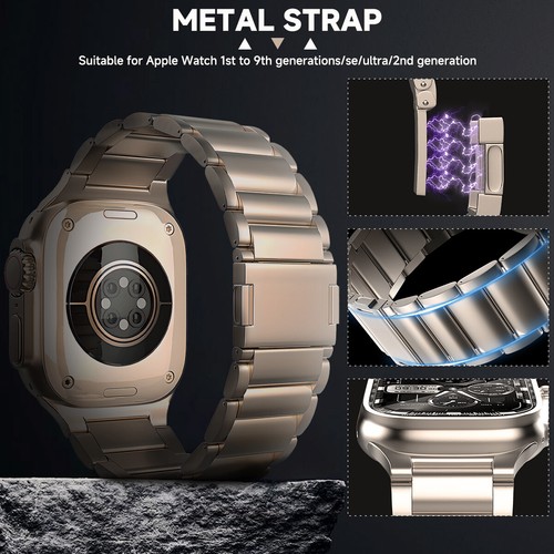 Titanium Band Magnetic Buckle for Apple Watch 9 8 7 6 5 4 Ultra1/2 42/44/45/49mm - 第 1/12 張圖片