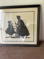 Antique Framed Silhouette PRINT “In Grandma’s Day”