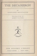Giovanni Boccaccio The Decameron First Modern Library Edition 1931 as Stated