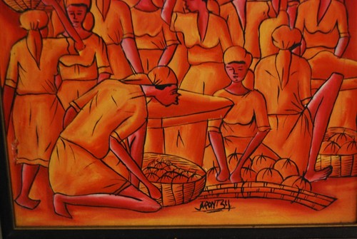 ARTE POPULAR HAITIANO ORIGINAL ENMARCADO DE COLECCIÓN AÑOS 70 ESCENA DE MERCADO ABARROTADO ARTISTA FRENTE J 34 - Imagen 23 de 24
