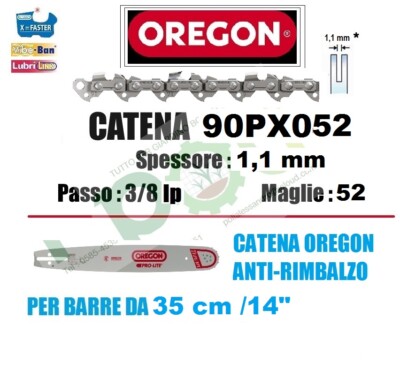CATENA MOTOSEGA OREGON 90PX052 PASSO 3/8'' SPESSORE mm 52