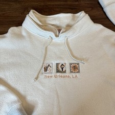Vintage ESY Sportswear Cream New Orleans Sweater Made In USA Size XL