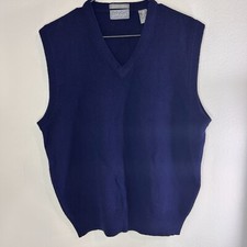 Lord Taylor Men's KniBlue 100 LambsWool Collection Sweater Vest XL LambsWool.