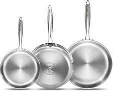DELARLO Whole Body Tri-Ply Frying Pan set, 8”/10”/12” Cooking pans
