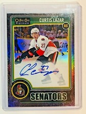  2014-15 OPC Platinum Rookie Autographs Black Ice #RA9 Curtis Lazar /99 Senators