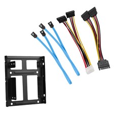 2.5" 2 SSD to 3.5" Metal Mount Hard Drive HDD Tray Bracket SATA Data Power Cable