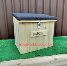 Doorstep Wooden Parcel Box with Felt Lid. Porch Parcel Storage Box. 