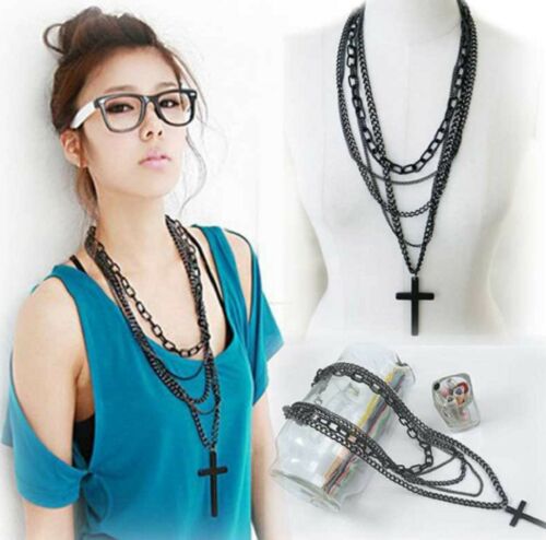 Women's Multi-layer Cross Necklace Chain Retro Fashion Jewellery Pendant - New - Picture 2 of 10