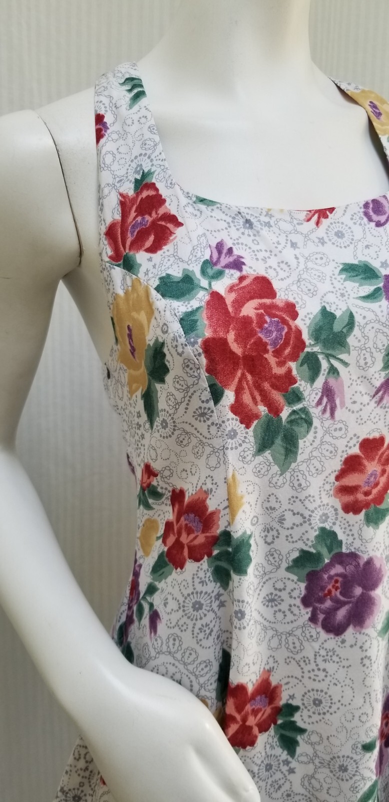 Vintage 90s Grunge Young Edwardian Floral Rayon Racerback Dress - Size S/M - EUC