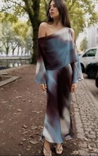 ZARA SATIN EFFECT PRINT MIDI DRESS Size XS