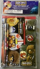 Angry Birds Star Wars 7 Piece  Sketchbooks Set 2 Pads Pencils Erasers Pouch    