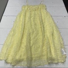 ASOS Yellow Fluffy Shirred Busy Cami MIDI Dress Women’s 14 New