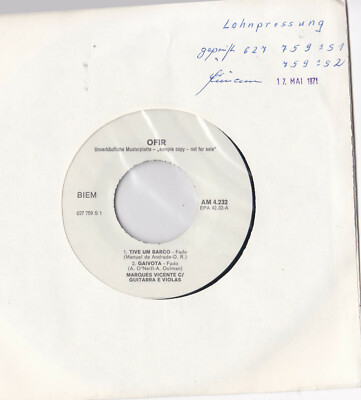 Marques Vicente -Tive Um Barco- 7'' EP 45 (Fado) Ofir, Promo Archiv mint 1971
