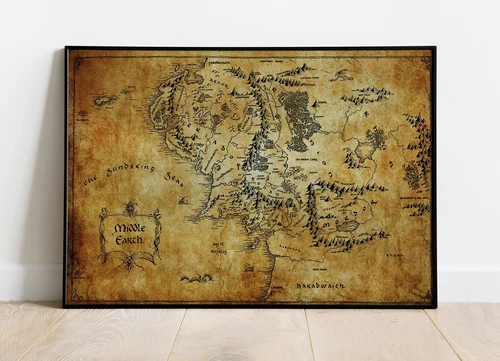 Lord of the Rings Middle Earth Map Tolkien Fantasy Poster Wall Art Print Decor