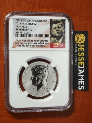 2014 W 50C REVERSE PROOF SILVER KENNEDY HALF DOLLAR NGC PF70 50TH ANNIVERSARY