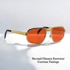SWAN Medici 50420 Vintage Sunglasses-Gold Textured-New, Custom Tuscan Flame Lens