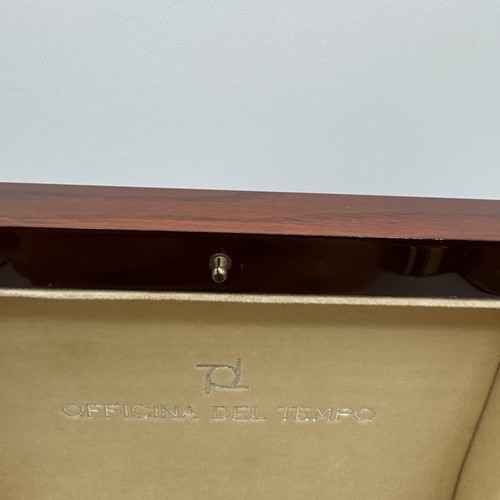Hermosa Caja Reloj Madera Dura Original OFFICINA DEL TEMPO con Almohada y Etiqueta - Imagen 6 de 11