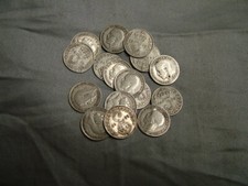 10 British .925 Sterling Silver Three Pence Coins 3d
