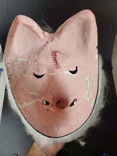 Handmade Mexican Papier Mache Mask Wolf Or Pig W Hair Mid 20th Century Folk Art+ - Picture 3 of 6