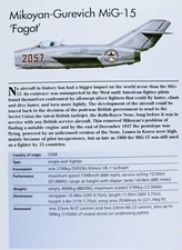 Mikoyan Gurevich MiG 15 Picture Jet Aircraft Out of Print Spec Sheet  