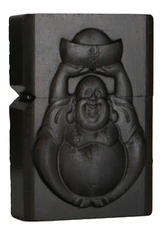 Case Only Natural Ebony Black Wood Rich Buddha Lighter Box For Zippo Insert Kit