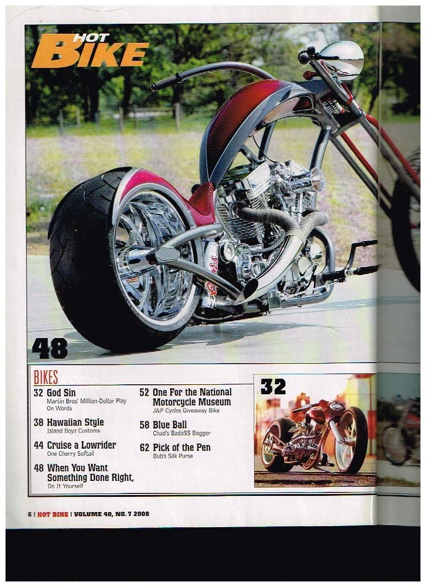 HOT BIKE VOL 40 NO 7 2008 STREET CHOPPERS CUSTOM CHOPPER TECH TIPS HOW TO S